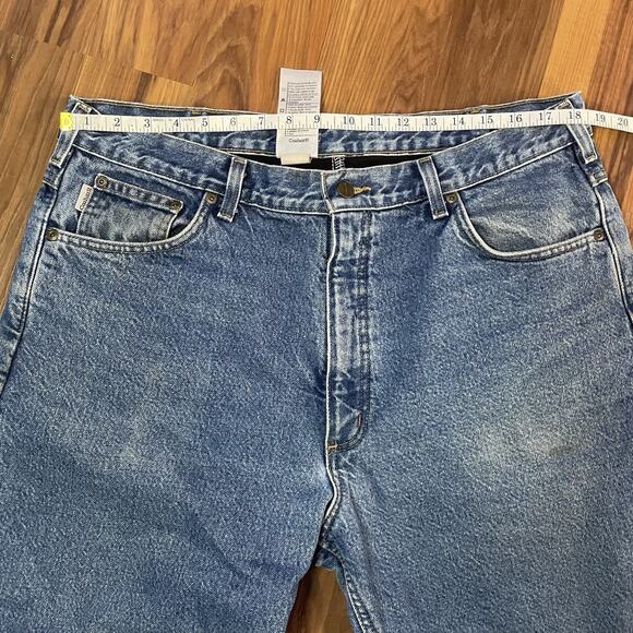 VTG Carhartt B155 DST Fleece Lined Straight Leg Relaxed Fit Jeans Men’s 38x32 - Picture 9 of 11